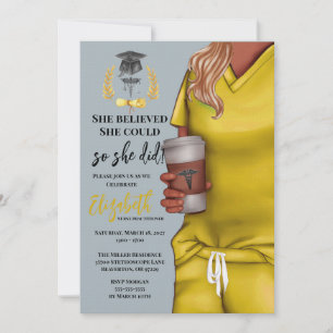 Yellow Scrubs Medical School Graduation Invitation