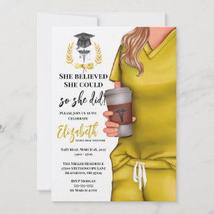 Yellow Scrubs Medical School Graduation Invitation