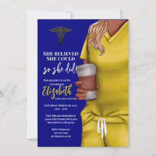 Yellow Scrubs Medical School Graduation Invitation