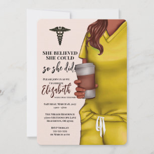Yellow Scrubs Nursing School Graduation Invitation