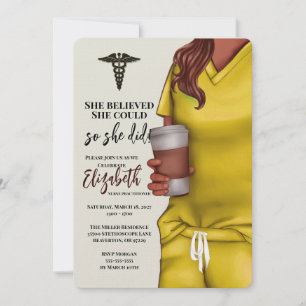 Yellow Scrubs Nursing School Graduation Invitation