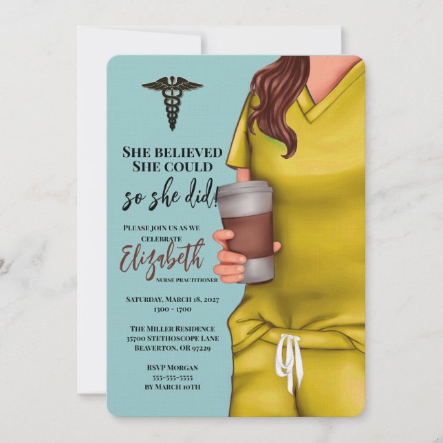 Yellow Scrubs Nursing School Graduation Invitation (Front)