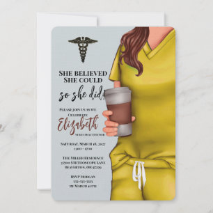 Yellow Scrubs Nursing School Graduation Invitation