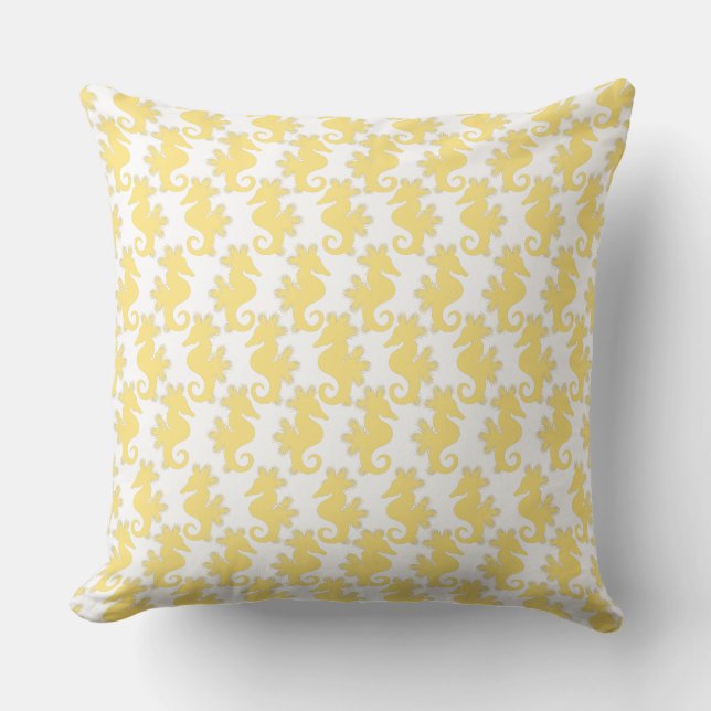 Yellow Seahorse Pattern Cushion (Front)