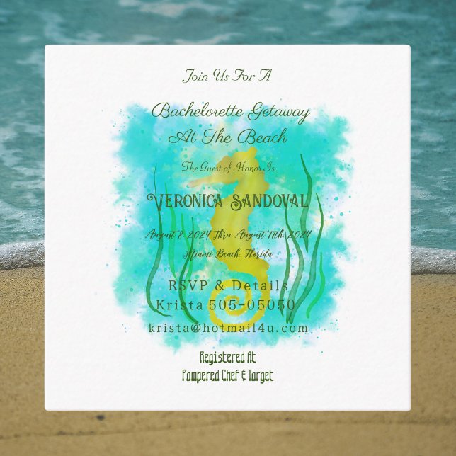 Yellow seahorse under the sea enclosure card (Creator Uploaded)