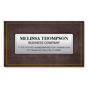 Yellow Seems Brown Leather Texture Magnetic Business Card
