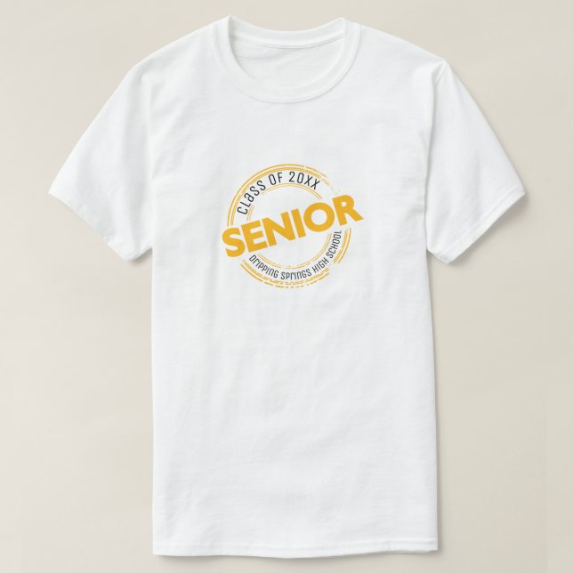 Yellow Senior Class of Distressed Badge T-Shirt (Design Front)