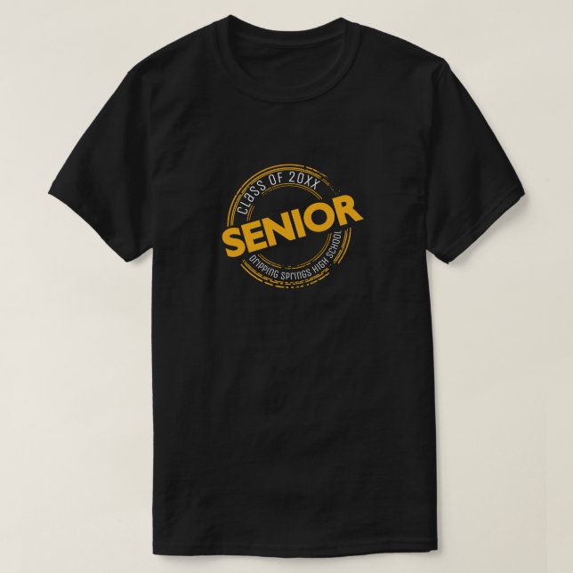 Yellow Senior Class of Distressed Badge T-Shirt (Design Front)