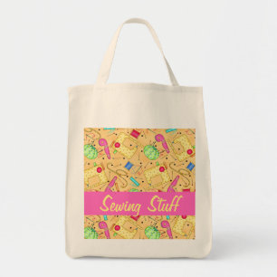 Yellow Sewing Notions Art Custom Sewing Stuff Tote Bag