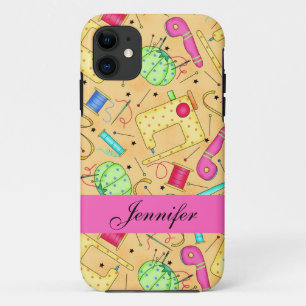 Yellow Sewing Notions Art Name Personalised Case-Mate iPhone Case