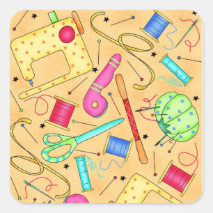 Yellow Sewing Notions Art Sticker