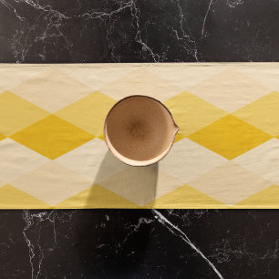 Yellow Shade Rhombus Shape Pattern Short Table Runner