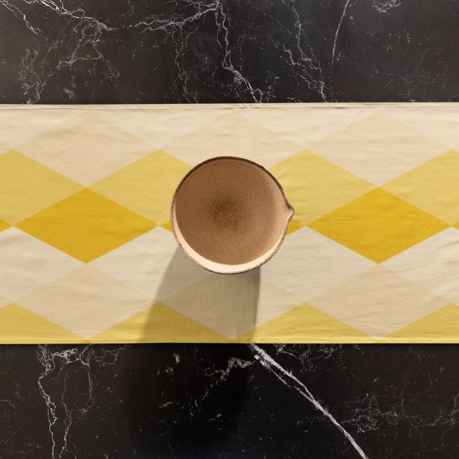 Yellow Shade Rhombus Shape Pattern Short Table Runner (Creator Uploaded)