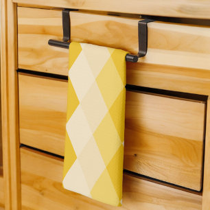 Yellow Shade Rhombus Shape Pattern Tea Towel