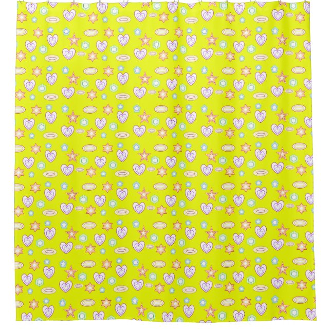 Yellow Shapes  Shower Curtain (Front)