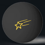 Yellow Shooting Star Outline on Black Ball<br><div class="desc">Yellow shooting star outline shape on a black ping-pong ball.</div>