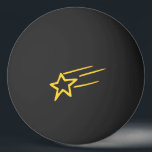 Yellow Shooting Star Outline on Black Ball<br><div class="desc">Yellow shooting star outline shape on a black ping-pong ball.</div>