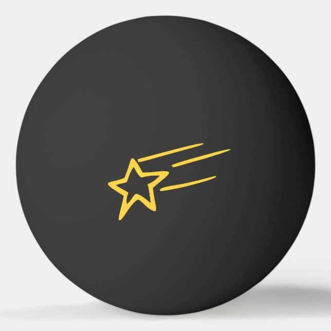 Yellow Shooting Star Outline on Black Ball (Front)