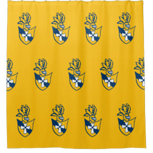 Yellow Shower Curtain w/ Crest Pattern