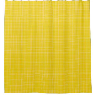 Yellow shower curtain with subtle chequered 