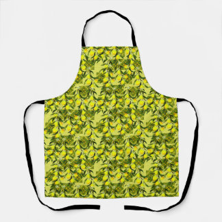 Yellow sicilian lemon tiles pattern leggings apron