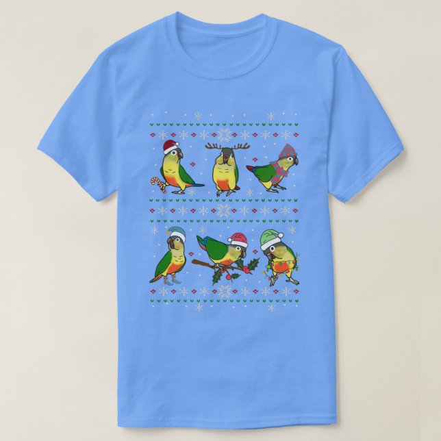 Yellow sided conure Ugly Christmas T-Shirt (Design Front)