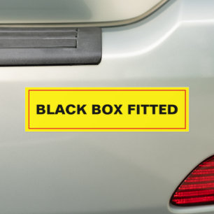 Yellow Sign, Black Box Fitted Bumper Sticker