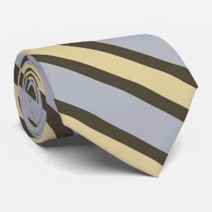 Yellow Silver Brown Diagonal Stripes Pattern  Tie
