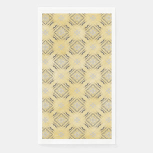 Yellow & Silver Grey Diamonds Chequerboard Pattern Napkin