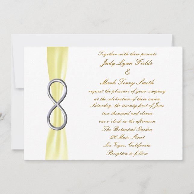 Yellow Silver Infinity Wedding Invitation (Front)