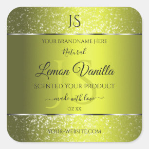 Yellow Silver with Glitter Initials Product Labels