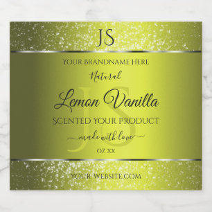 Yellow Silver with Glitter Initials Product Labels