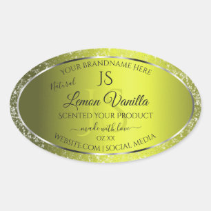 Yellow Silver with Glitter Initials Product Labels