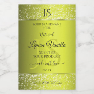 Yellow Silver with Glitter Initials Product Labels