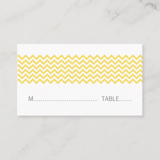 Yellow Simple Chevron Place Card (Front)