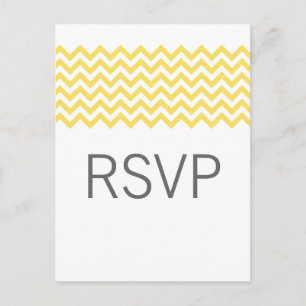 Yellow Simple Chevron RSVP Postcard