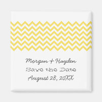 Yellow Simple Chevron Save the Date Magnet