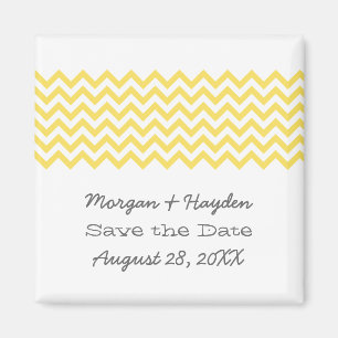 Yellow Simple Chevron Save the Date Magnet