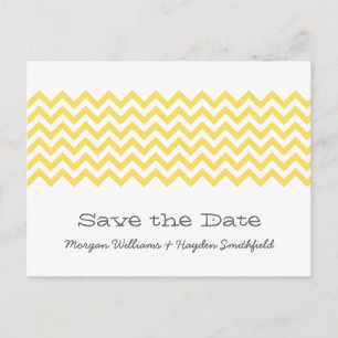 Yellow Simple Chevron Save the Date Postcard