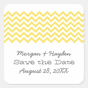 Yellow Simple Chevron Save the Date Stickers