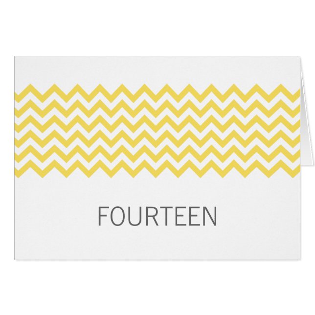 Yellow Simple Chevron Table Number Card (Front Horizontal)
