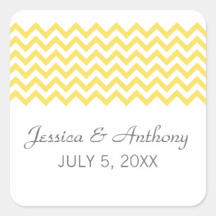 Yellow Simple Chevron Wedding Stickers