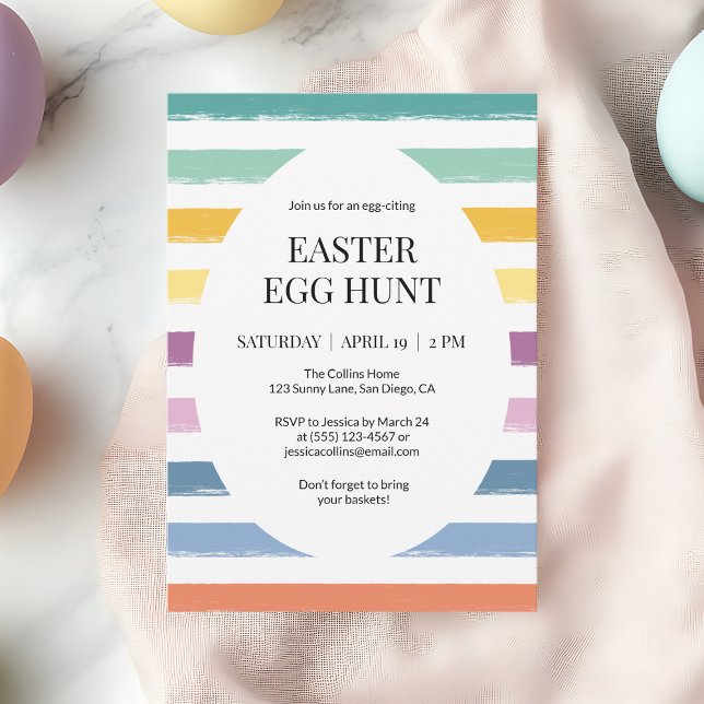 Yellow Simple Colourful Easter Egg Hunt Cute Party Invitation (Yellow Simple Colorful Easter Egg Hunt Cute Party Invitation)