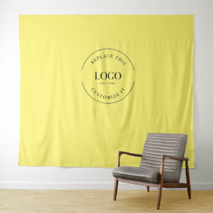Yellow Simple Custom Logo backdrop Company Tapestry