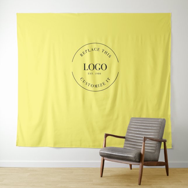 Yellow Simple Custom Logo backdrop Company Tapestry (In Situ (Horizontal))