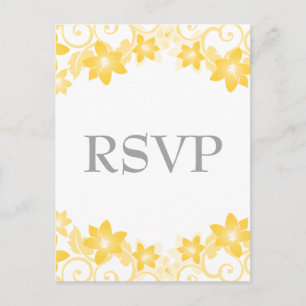 Yellow Simple Floral RSVP Postcard