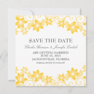 Yellow Simple Floral Save the Date Invite