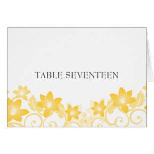 Yellow Simple Floral Table Number Card