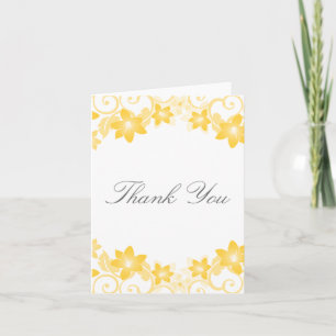 Yellow Simple Floral Thank You Card