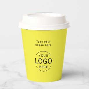 Yellow Simple Logo QR Code Company Swag Paper Cups